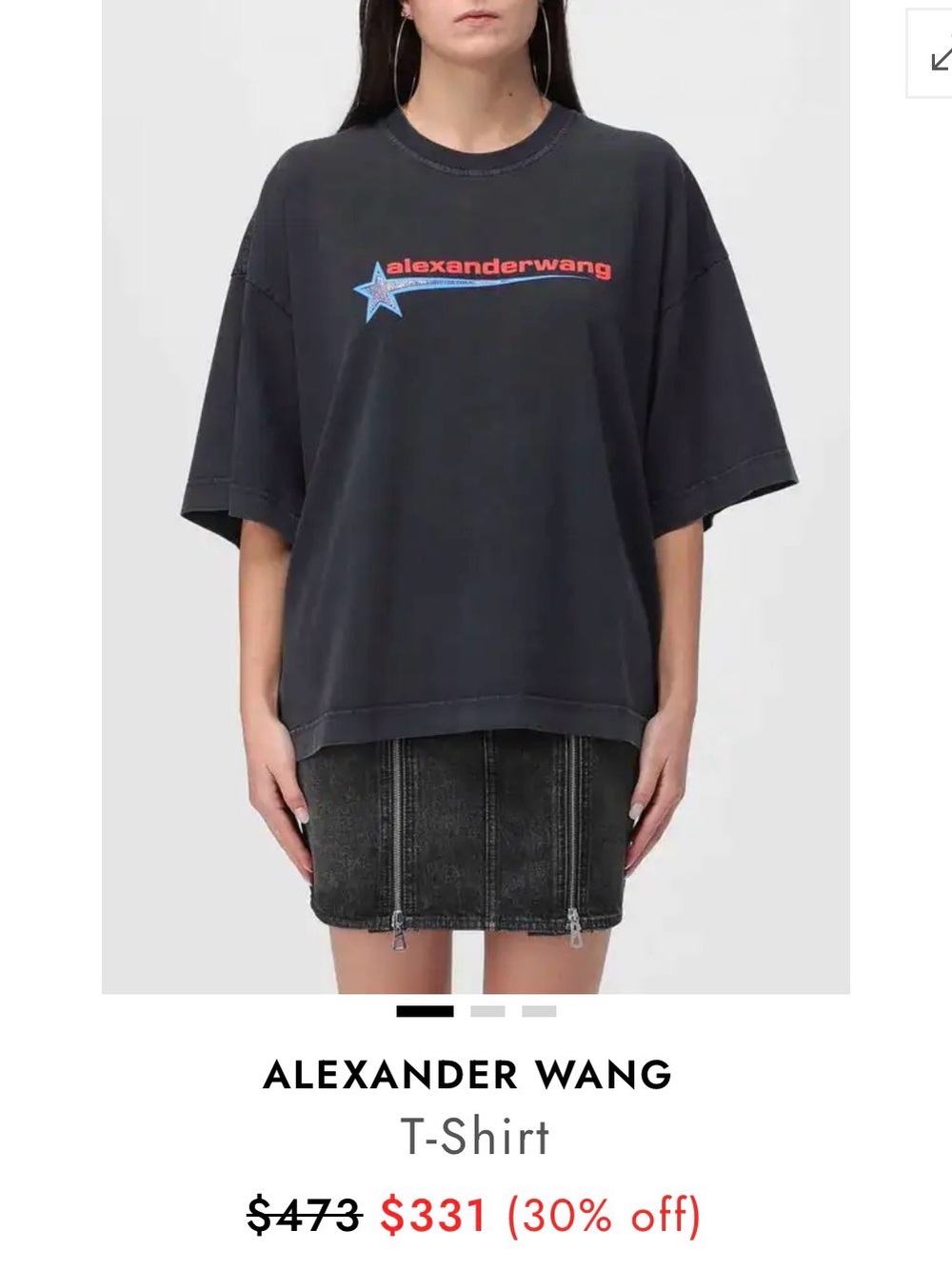 Alexander Wang Washed Black T‑Shirt Unisex Size S